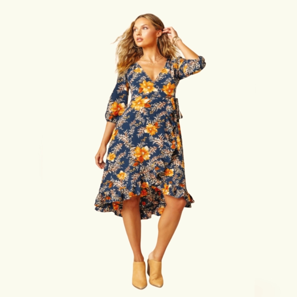 Francesca Wrap Floral Ruffle Dress - Picture 4 of 8